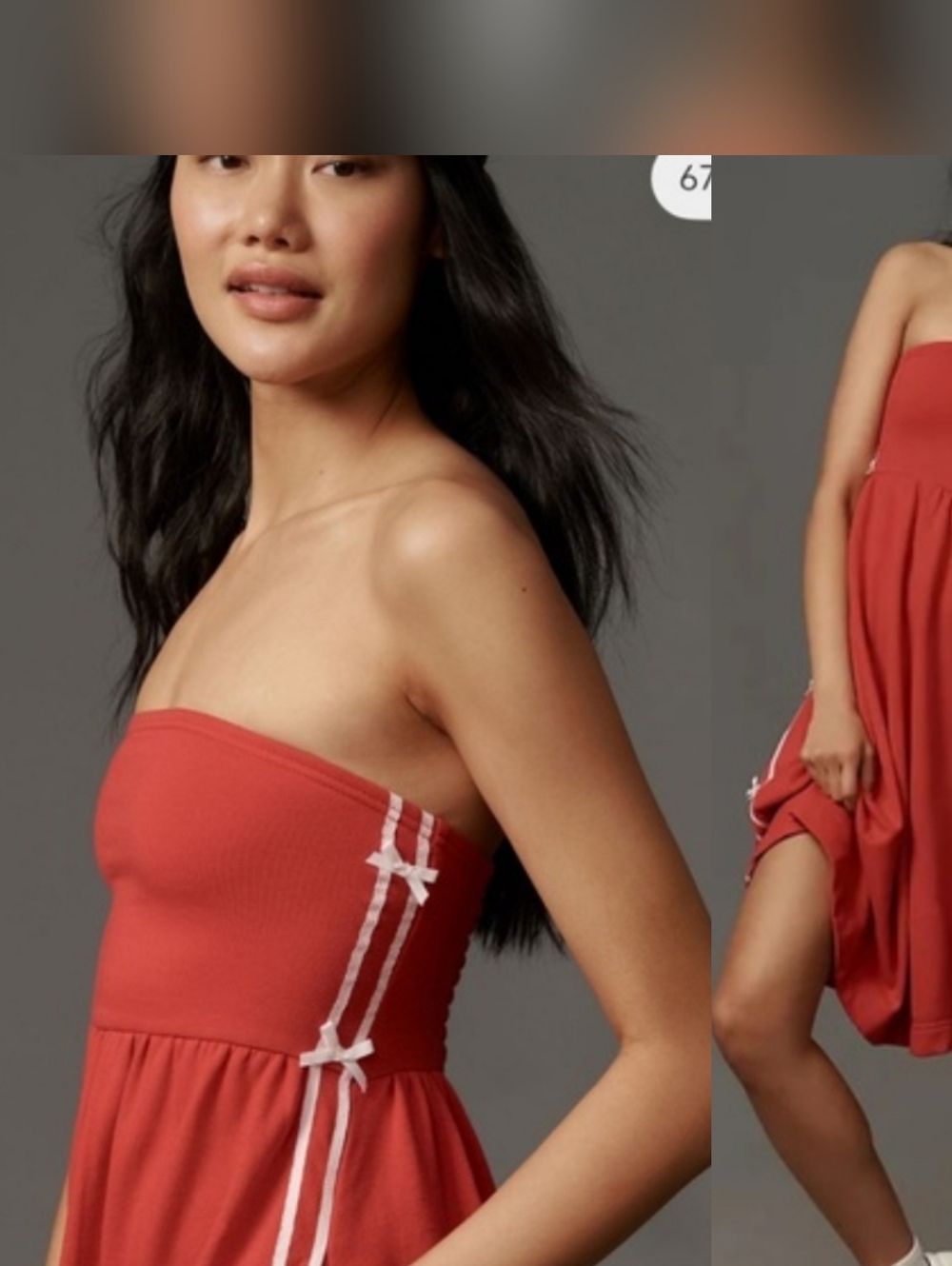 Women's Red A-Line Skirt with Side Braid Detail - Picture 16 of 16